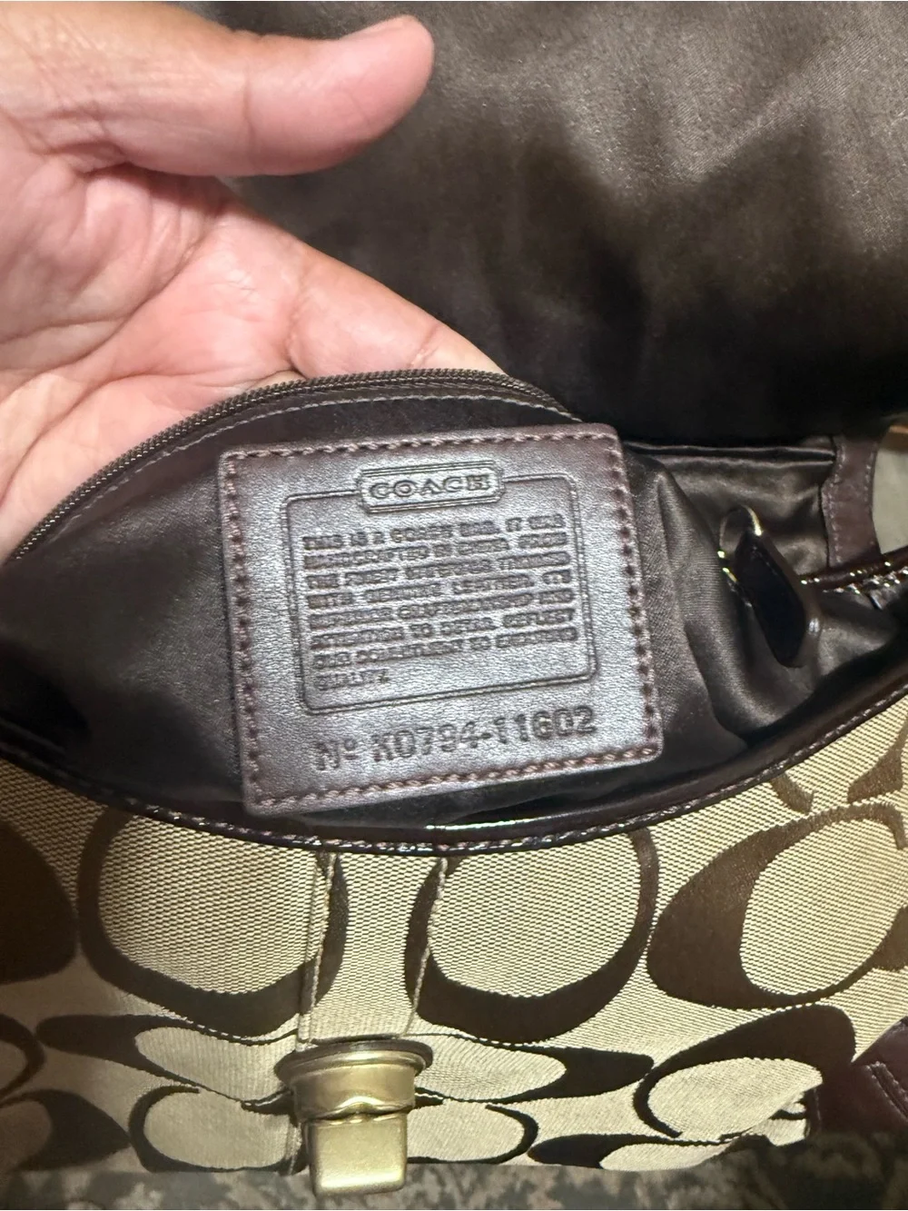 Coach Brown Signature Canvas Shoulder Bag with Gold Hardware